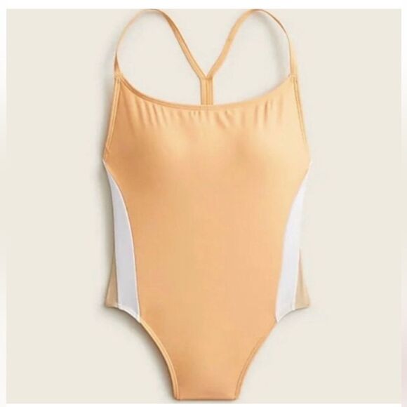 NWT J. Crew Active Colorblock One-Piece - Bright Canteloupe Size 22 - Picture 1 of 11